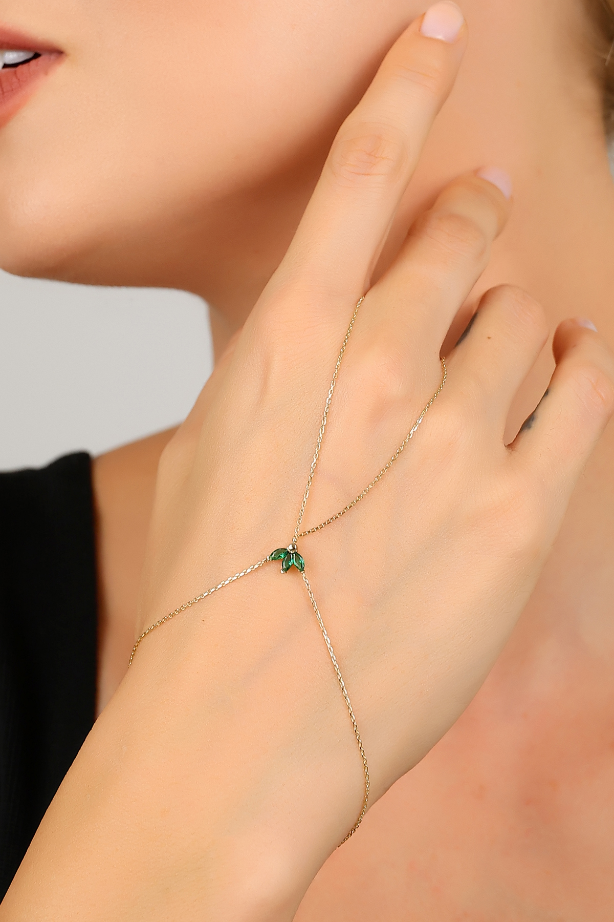 14 Ayar Altın Lotus Kişiselleştirilebilir Taşlı Şahmeran - Görsel 5