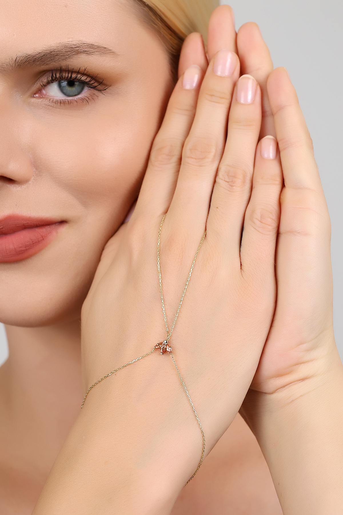 14 Ayar Altın Şampanya Lotus Kişiselleştirilebilir Taşlı Şahmeran - Görsel 6