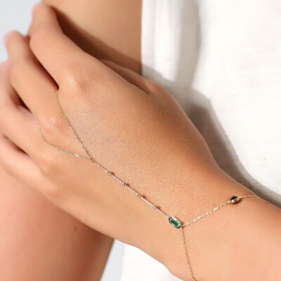 14 Ayar Altın Yeşil Taş Dorikalı Şahmeran